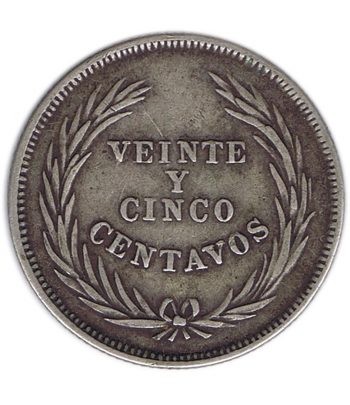 Moneda de 25 centavos El Salvador 1914. Plata  - 2