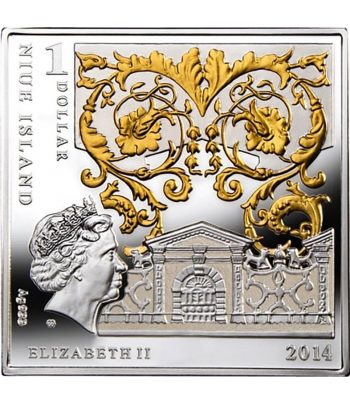 Moneda 1$ Niue Nacimiento de Venus 2014. Plata color  - 2