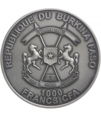 Moneda 1000 Francs Burkina Faso 2016 Copernico. Meteoritos. Plata  - 2