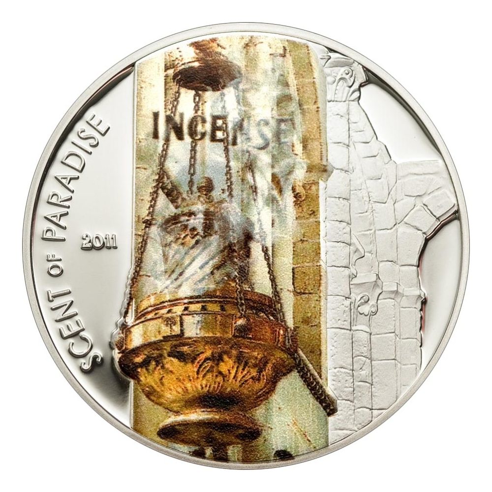 Moneda 5$ Palau. Incienso. Moneda con aroma. Plata color  - 1