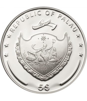 Moneda 5$ Palau. Incienso. Moneda con aroma. Plata color  - 2