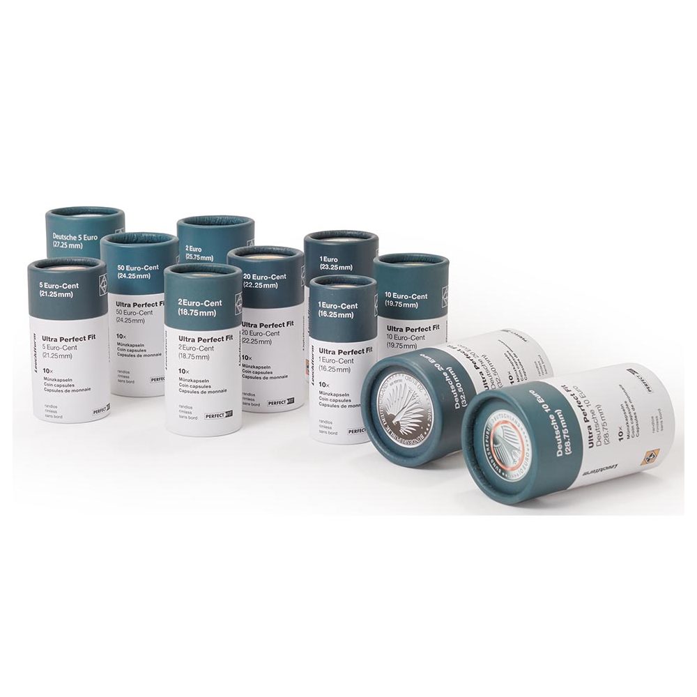LEUCHTTURM Surtido de 110 Cápsulas para monedas EURO.  - 1