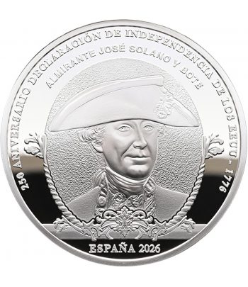 Moneda de España 10 euros 2025 250 aniversario EEUU. Solano y Bote.  - 2