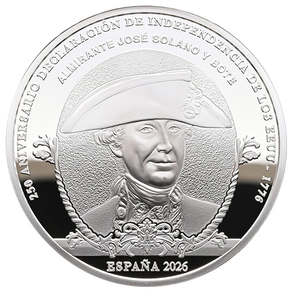 Moneda de España 10 euros 2025 250 aniversario EEUU. Solano y Bote.  - 2