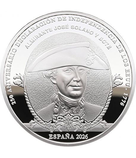 Moneda de España 10 euros 2025 250 aniversario EEUU. Solano y Bote.  - 2