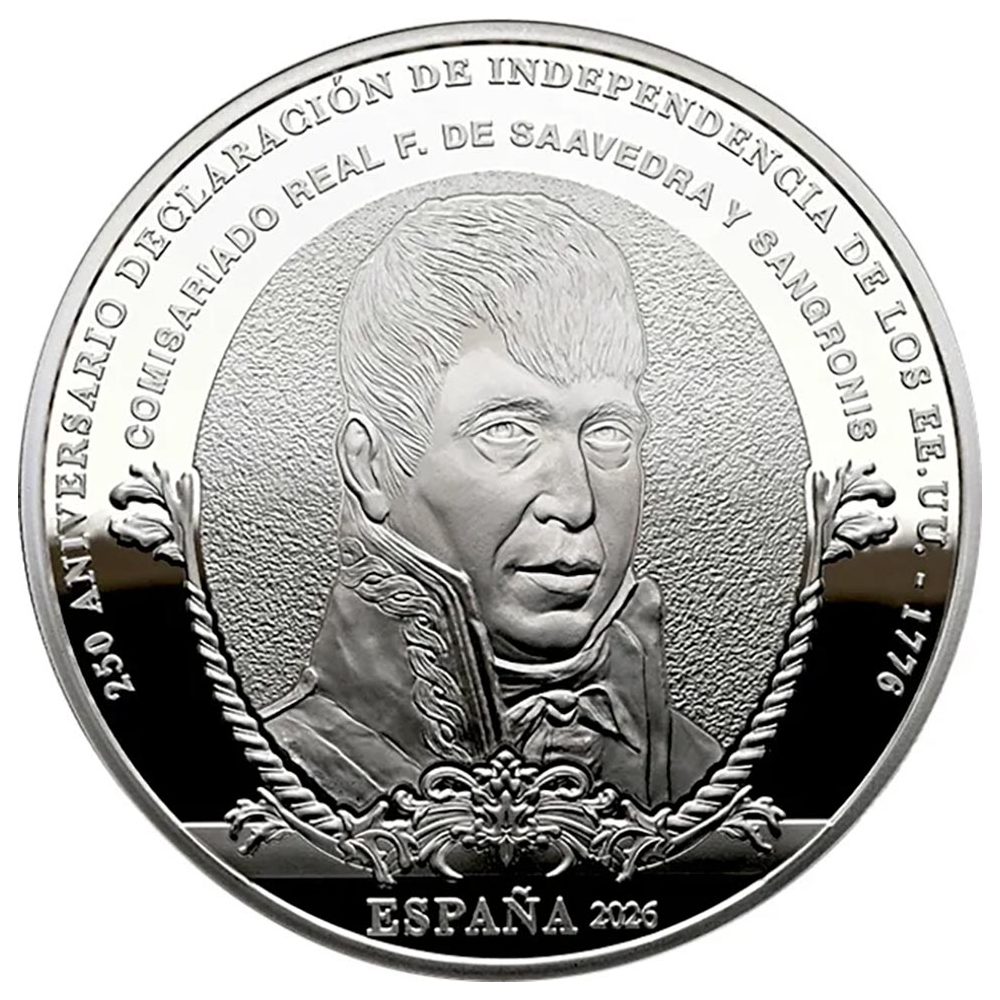 Moneda de España 10 euros 2025 250 aniversario EEUU. Saavedra.  - 1