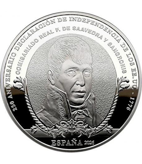 Moneda de España 10 euros 2025 250 aniversario EEUU. Saavedra.  - 1