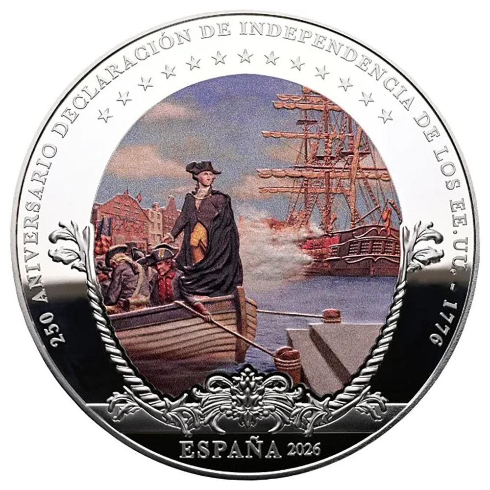 Moneda de España 50 euros 2026 250 aniversario EEUU. Trece Salvas.  - 1