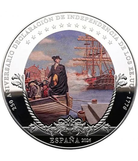 Moneda de España 50 euros 2026 250 aniversario EEUU. Trece Salvas.  - 1