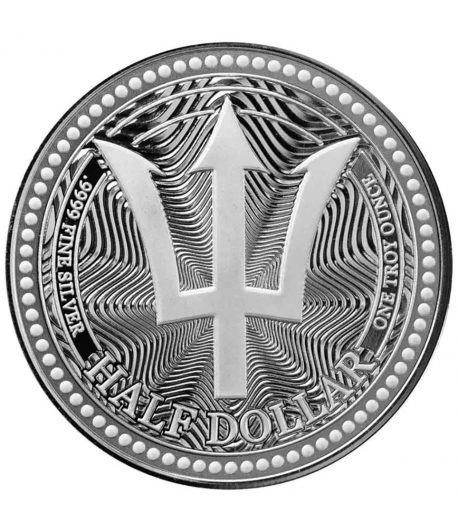 Moneda de plata Half Dollar Barbados 2025. Tridente.  - 1