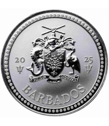 Moneda de plata Half Dollar Barbados 2025. Tridente.  - 2