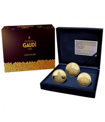 Monedas 2026 Año Gaudí. Estuche conjunto 3 monedas oro.  - 1
