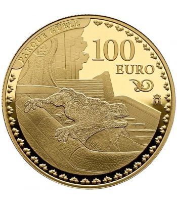 Monedas 2026 Año Gaudí. Estuche conjunto 3 monedas oro.  - 4