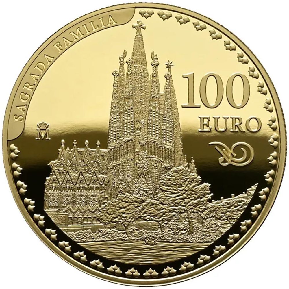 Moneda de España 100 euros 2026 Año Gaudí. Sagrada Familia. Oro  - 1