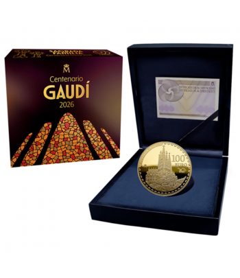 Moneda de España 100 euros 2026 Año Gaudí. Sagrada Familia. Oro  - 3