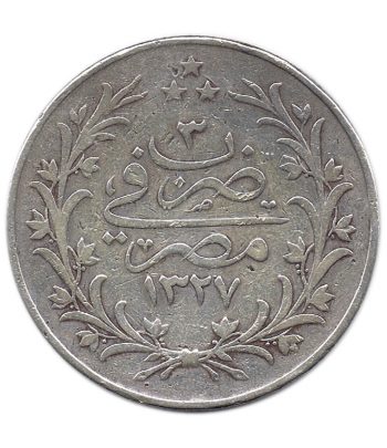Moneda de Egipto 20 Piastras Qirsh 1327. Plata  - 2