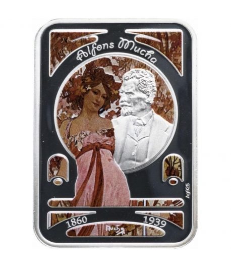Moneda 1$ Niue 2010 Pintores. Alfons Mucha. Plata color  - 1