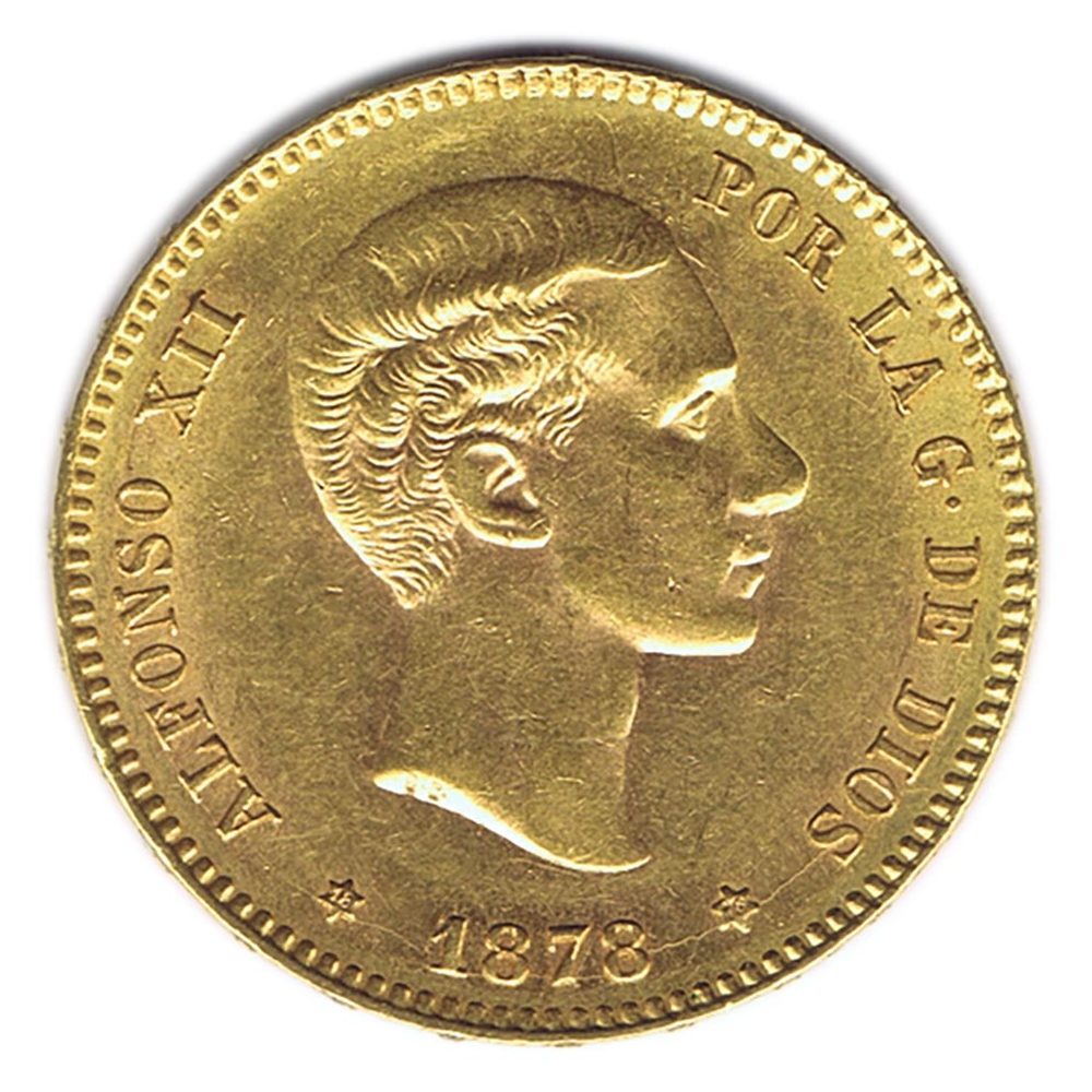 Moneda de España 25 Pesetas 1878*78 Alfonso XII DE M. Oro  - 1