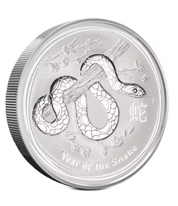 Moneda de plata 2$ Australia Año Lunar Serpiente 2013. 2 onzas  - 1