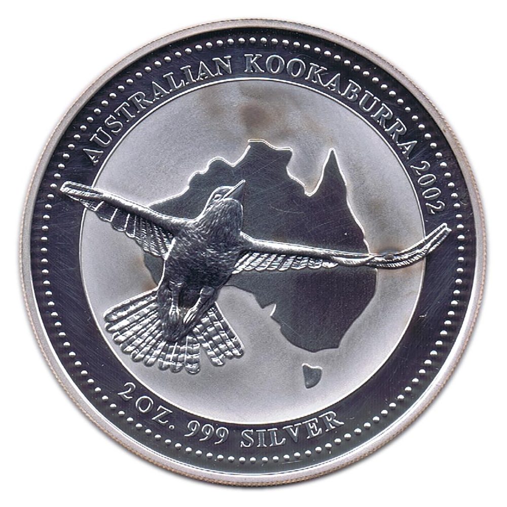 Moneda de plata 2$ Australia Kookaburra 2002. 2 onzas  - 1