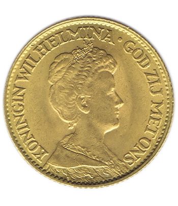 Moneda de oro 10 Gulden Holanda 1912 Guillermina.  - 1