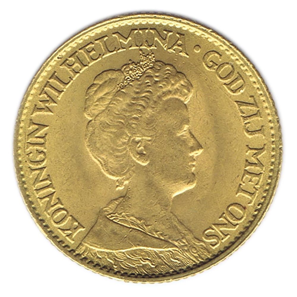 Moneda de oro 10 Gulden Holanda 1912 Guillermina.  - 1
