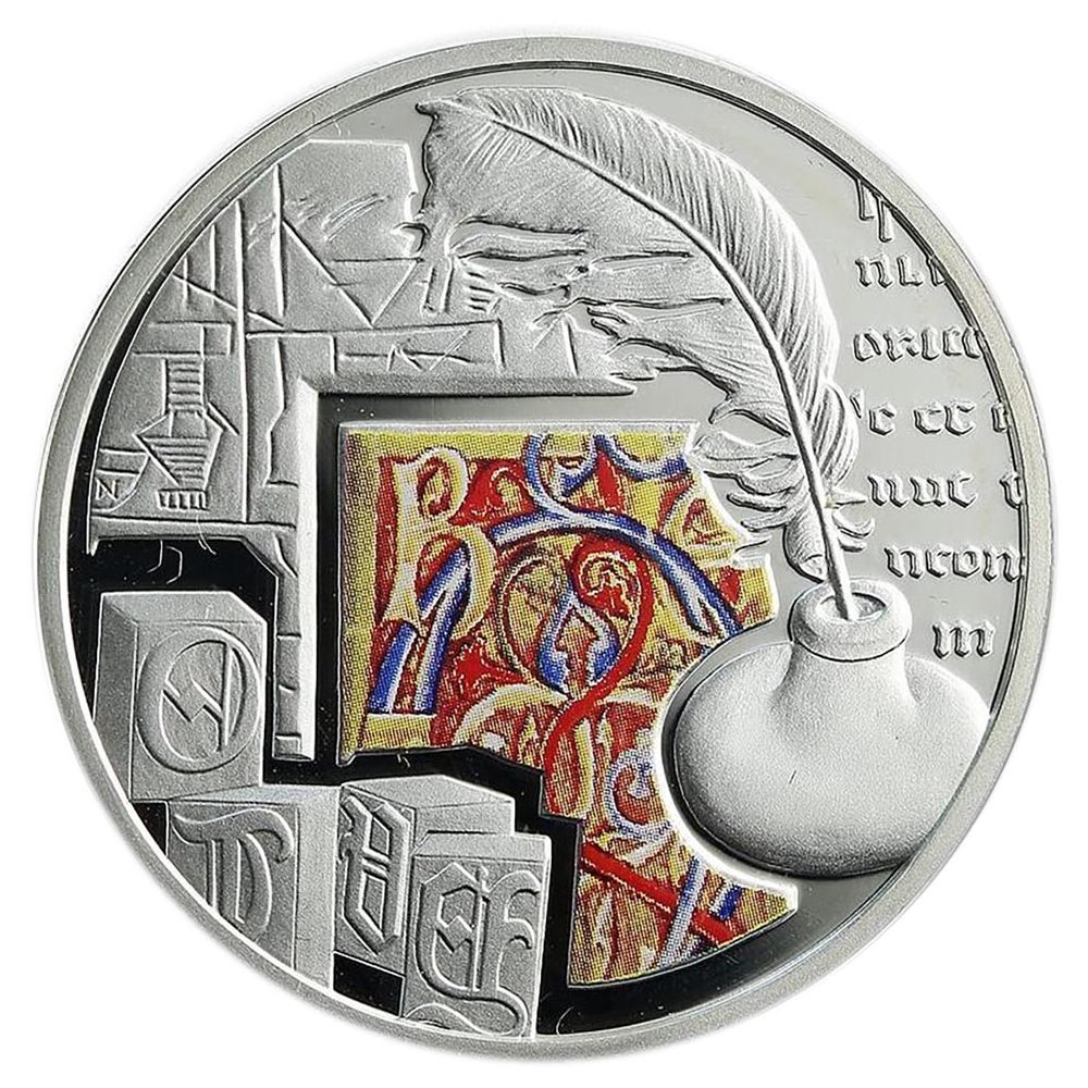 Moneda de 1$ Niue 2011 La Escritura. Plata Color.  - 1