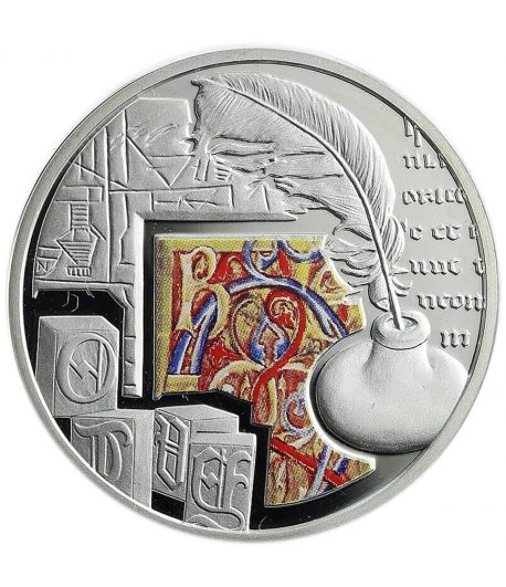 Moneda de 1$ Niue 2011 La Escritura. Plata Color.  - 1