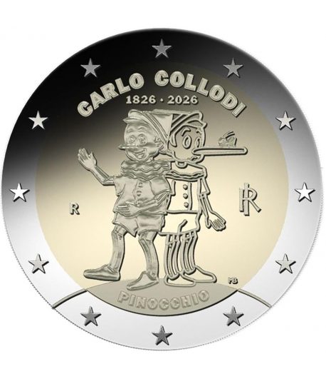 moneda 2 euros Italia 2026 Pinocho.  - 1