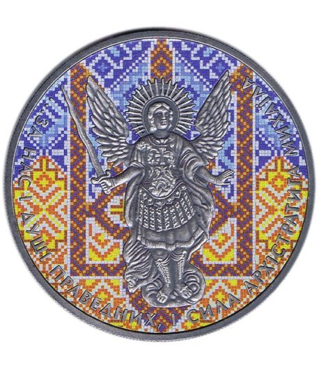 Moneda de plata 1 Hryvnia Ucrania 2015 Archangel Michael.  - 1