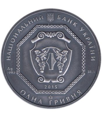 Moneda de plata 1 Hryvnia Ucrania 2015 Archangel Michael.  - 2
