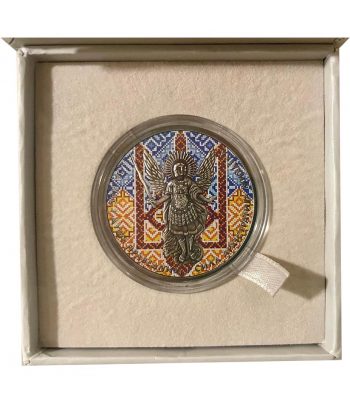 Moneda de plata 1 Hryvnia Ucrania 2015 Archangel Michael.  - 4