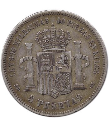 Moneda de España 5 Pesetas Plata 1871 *71 Amadeo I SD M.  - 2