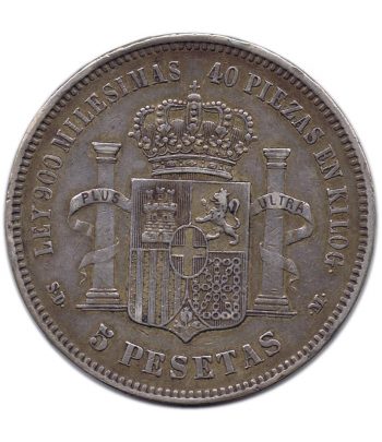 Moneda de España 5 Pesetas Plata 1871 *71 Amadeo I SD M.  - 2
