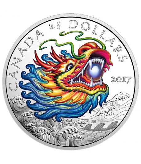 Moneda Canadá 25$ Canadá 2017 Dragón. Plata Color  - 1