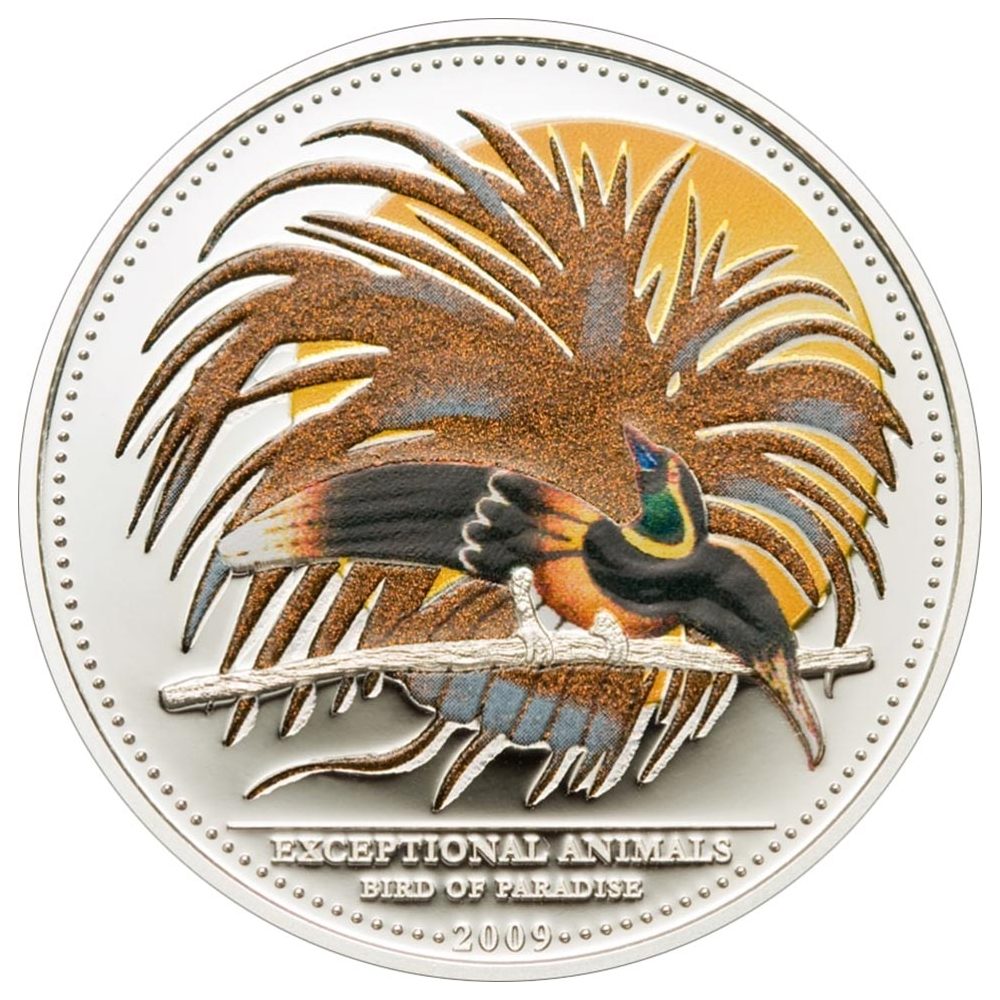 Moneda de 5$ Palau 2009 Ave del Paraíso. Plata Color  - 1