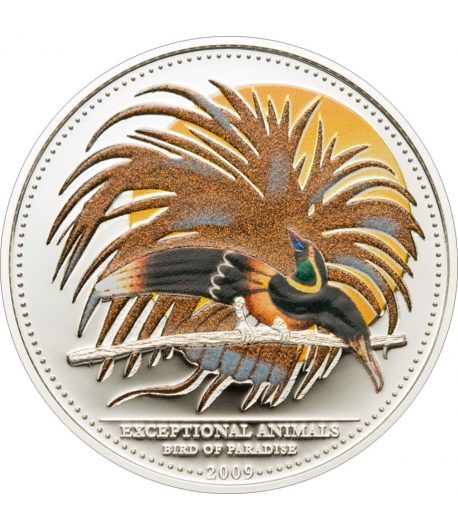Moneda de 5$ Palau 2009 Ave del Paraíso. Plata Color  - 1