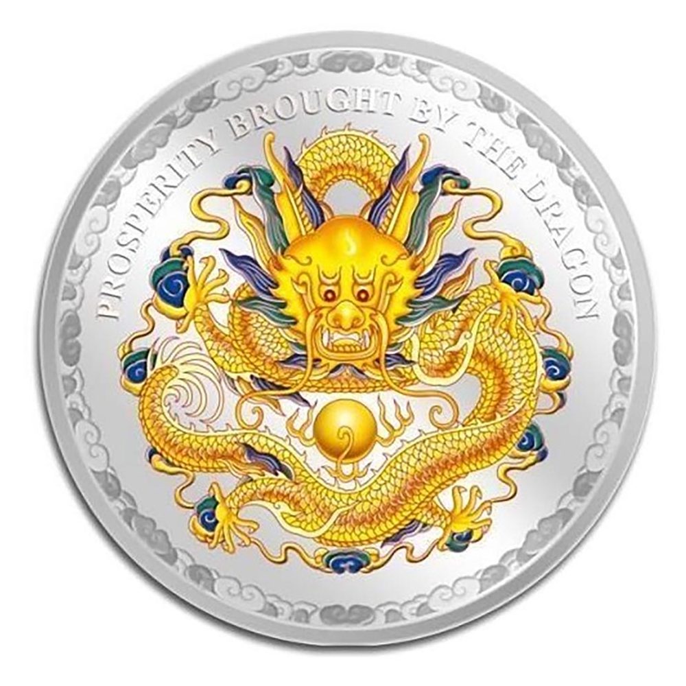 Moneda de plata 5$ Islas Cook 2012. Dragón Suerte.  - 1
