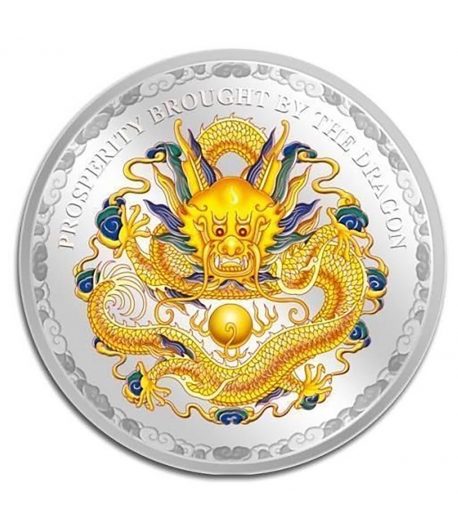 Moneda de plata 5$ Islas Cook 2012. Dragón Suerte.  - 1