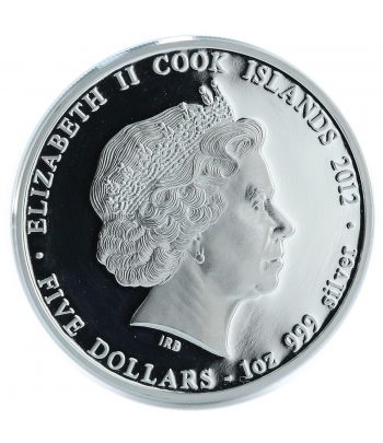 Moneda de plata 5$ Islas Cook 2012. Dragón Suerte.  - 2