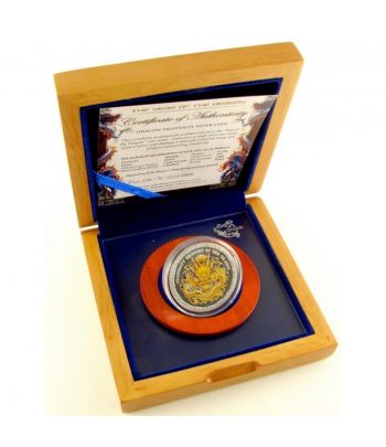 Moneda de plata 5$ Islas Cook 2012. Dragón Suerte.  - 3