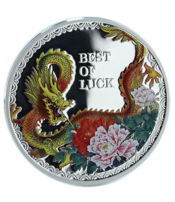 Moneda de plata 5$ Islas Cook 2012. Dragón Suerte.  - 1