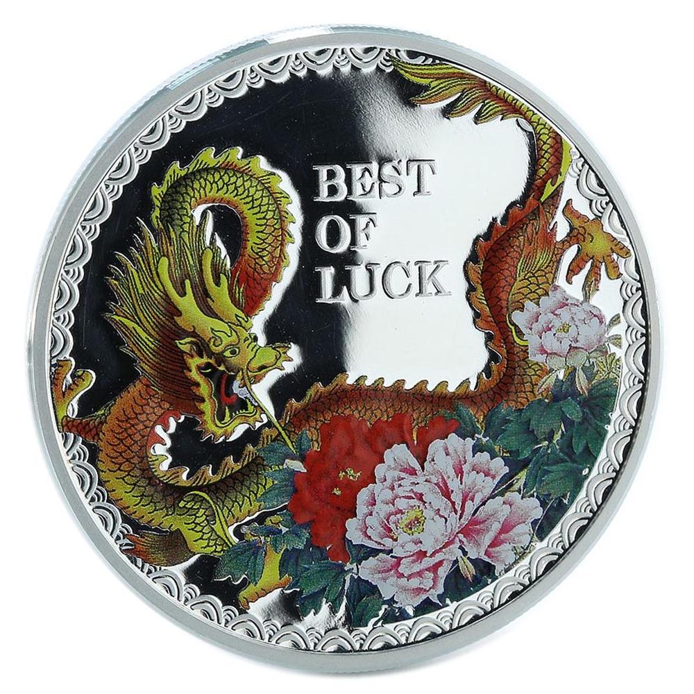 Moneda de plata 5$ Islas Cook 2012. Dragón Suerte.  - 1