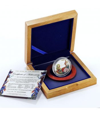 Moneda de plata 5$ Islas Cook 2012. Dragón Suerte.  - 3