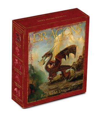 Moneda de plata 1$ Tuvalu 2012 Dragón Rojo. Color  - 3