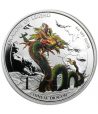 Moneda de plata 1$ Tuvalu 2012 Dragón Chino. Color  - 1