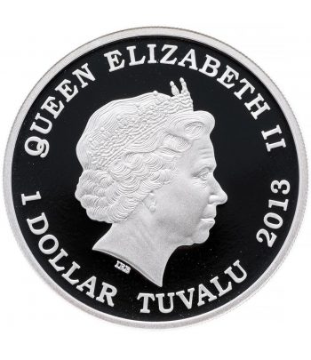 Moneda de plata 1$ Tuvalu 2013 San Jorge y el Dragón. Color  - 2