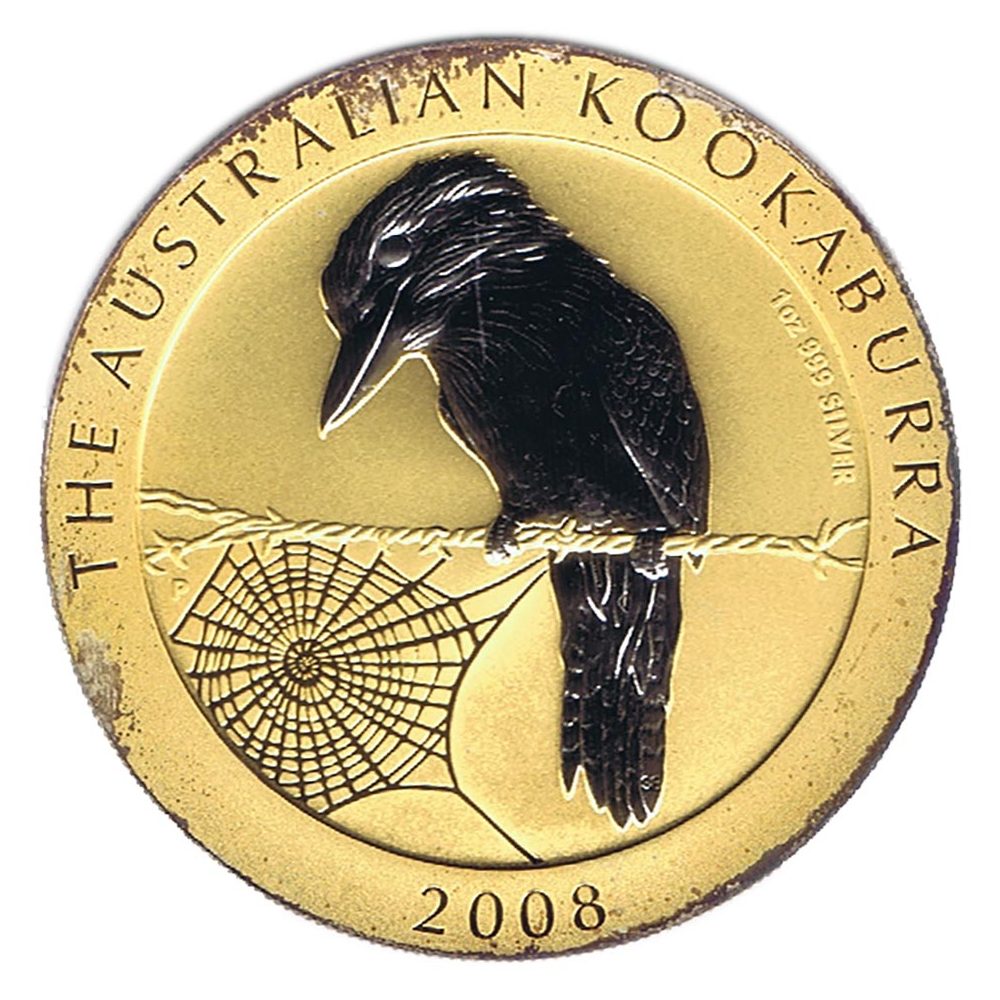Moneda de plata 1$ Australia Kookaburra 2008. Dorada  - 1