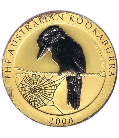 Moneda de plata 1$ Australia Kookaburra 2008. Dorada  - 1