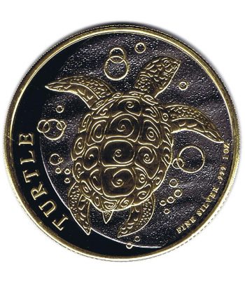Moneda de plata 2$ Niue Tortuga Carey 2015 Rodio y oro.  - 1